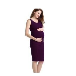 Kimi + Kai Maternity "Delia" Ruched Midi Dress New Medium